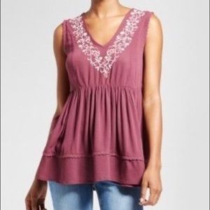 Knox Rose- Embroidered Boho Flowy Tank Top